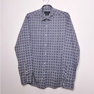 Massimo Dutti Men's Italian Modern Print Cotton Button Up Contemporary Shirt
